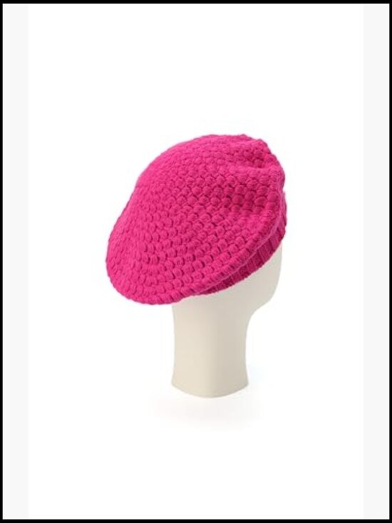 Crochet Rib Beret - Acrylic Wool Blend, Classic Beret Hat main image 4